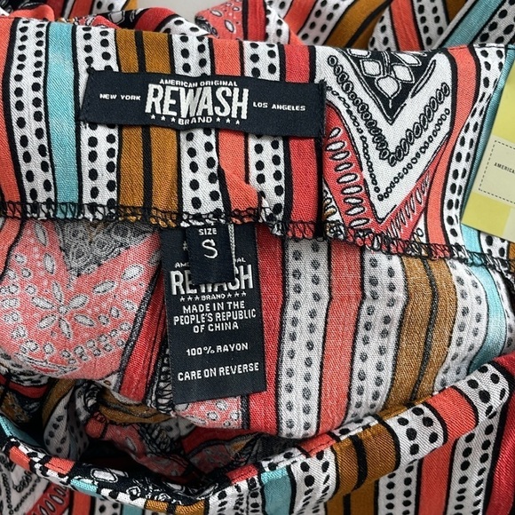 NWT Rewash Women’s Boho Amber Geo Printed Smocked Waist Pants - Size Small - Picture 5 of 6